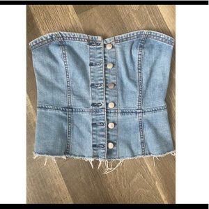 Forever 21 denim button up tube top
